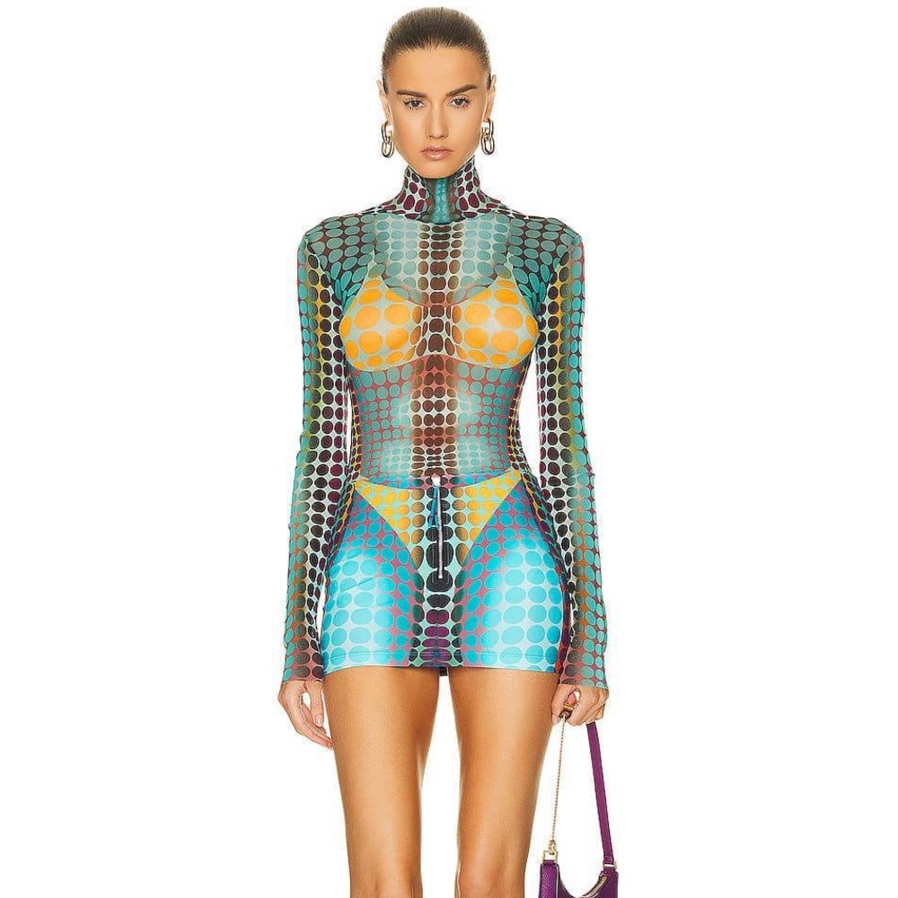 Jean Paul Gaultier 2022 Polka Dot Print Skirt Set